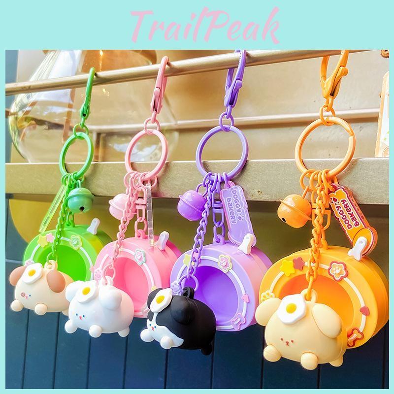 Poached Egg Dog Keychain Backpack Pendant Cartoon Bag Decoration Gifts Kids