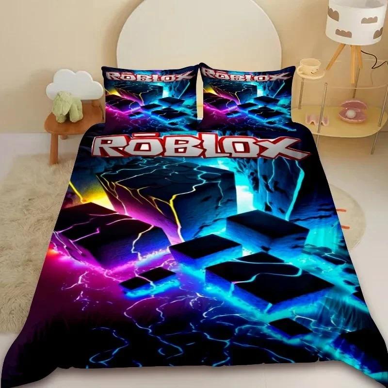 Cartoon Avat R-RobloxeS Bedding Set 2/3Pcs Duvet Cover with Pillowcases Comforter Cover for Kids Boys Bedroom Decor Queen 2/3pcs