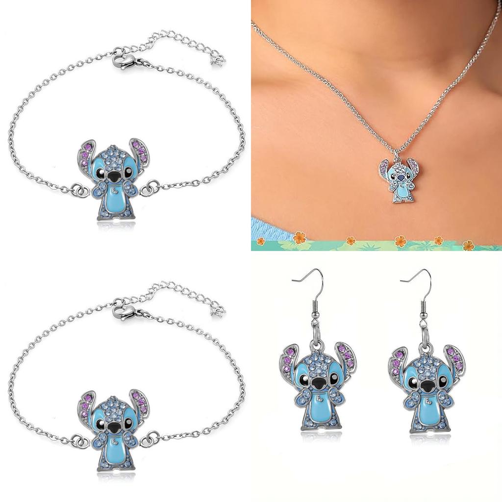 Lilo Stitch Fashion Jewelry Alloy Chain With Rhinestones For Casual Gift