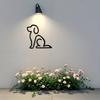 Metal Wall Art Sitting Dog Plaque Black Line Art Decor for Home Indoor Outdoor Gift Pet Lovers