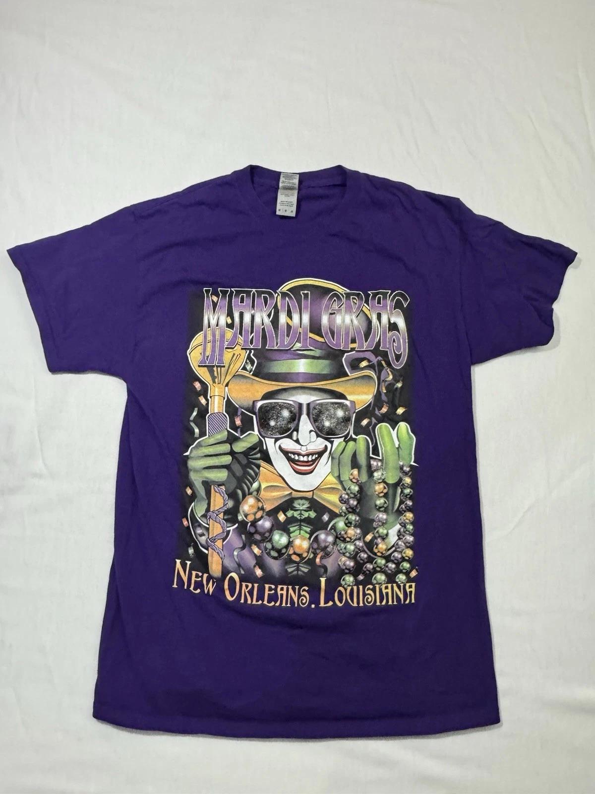Mardi Gras New Orleans Louisiana Purple T Shirt Mens M 3XL