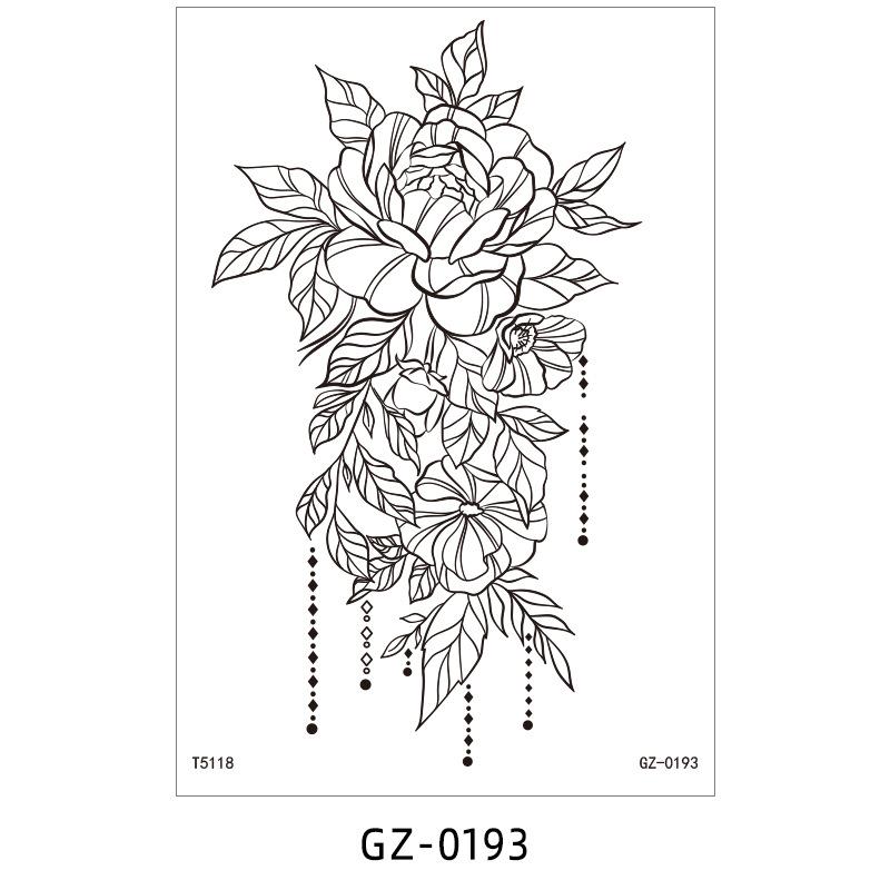 Herbal Juice Tattoo Sticker Waterproof Non-Reflective Flower Arm Personality Lasting Senior Sense Internet Celebrity Temporary Tattoo Sticker