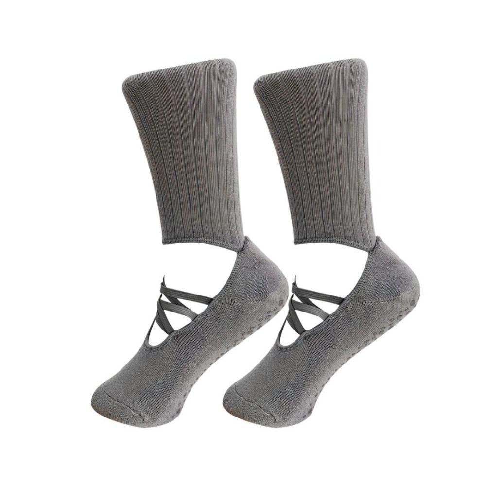 Mid Tube Length Grip Pilates Socks Breathable Fabric Strappy Grip Sock  Fitness Activities