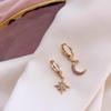 Silver Color CZ Star Moon Asymmetric Hoop Earrings for Women Girls Gold Silver Color Party Jewelry Gifts