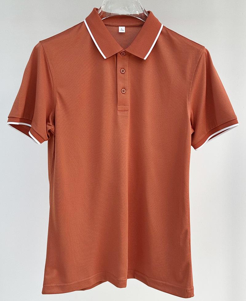 In-Stock Custom Ice Silk Polo Shirt: Short-Sleeved, Turn-Down Collar with Trendy Brand Embroidery and Your Unique Design.