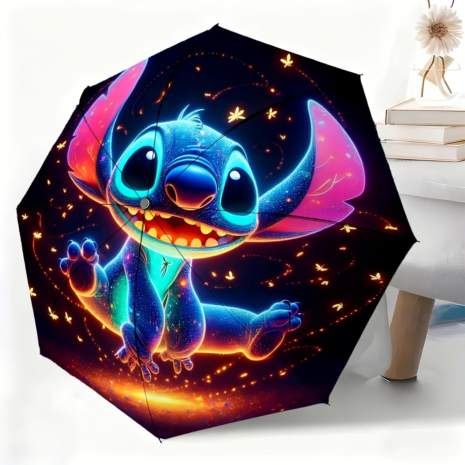 1pc Disney Licensed Stitch Cartoon Automatic Umbrella | All-Weather, Portable Folding Umbrella, Ideal for Christmas and Birthd (as the picture,Iron&8K)