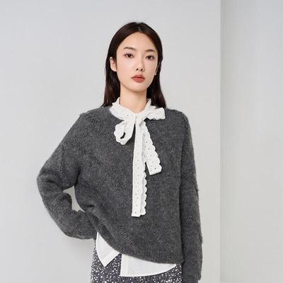 Iveni 2025 Herbst Damen Strickpullover Rundhalsausschnitt AEOK655