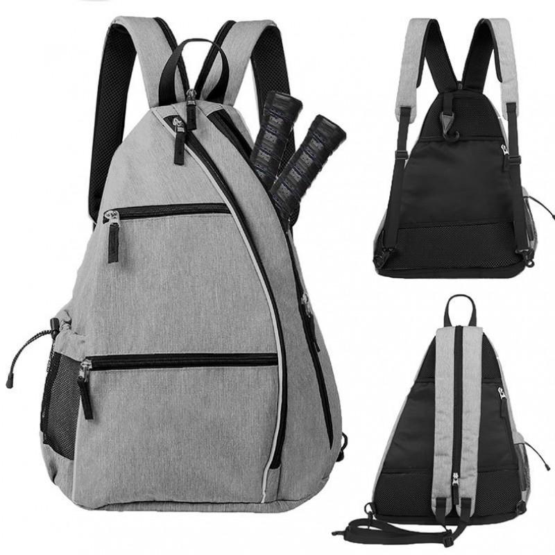 Multi-Sport Backpack Pickleball Tennis Badminton Outdoor Activities Gray Oxford Fabric Durable 36-55L Capacity