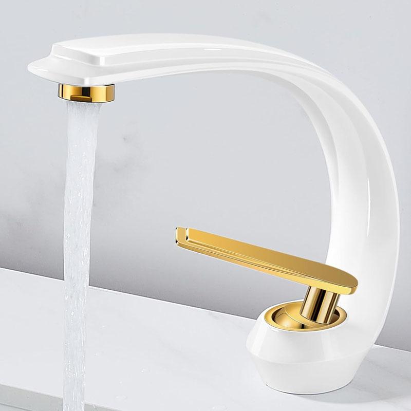 

Золотой Смеситель для раковины Современный Смеситель для ванной комнаты Черный Смеситель для раковины Однорычажный Горячей и холодной воды Смеситель-водопад Белый