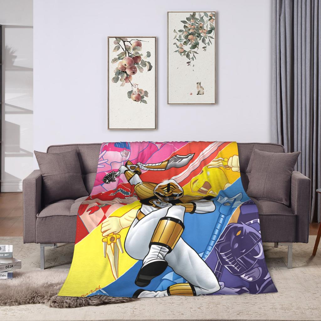 M-Mighty Morphin Blankets  Cartoon P-Power Rangers Super Soft Pattern Plush Throw Blanket For Bedroom Picnic Bedspread Bed Cover