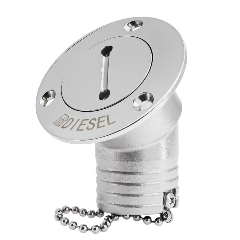 ZMFJH 45Degree 316 Stainless Steel Deck Filler Key Cap GAS DIESEL FUEL WASTE WATER 1.5" 2" Deck Filler Cap for Marine Boat Yacht