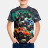 Kids Boys Monster Truck T-Shirt, Cool Big Foot Monster Trucks 3D Print Short Sleeve Tee, Summer Casual Tops