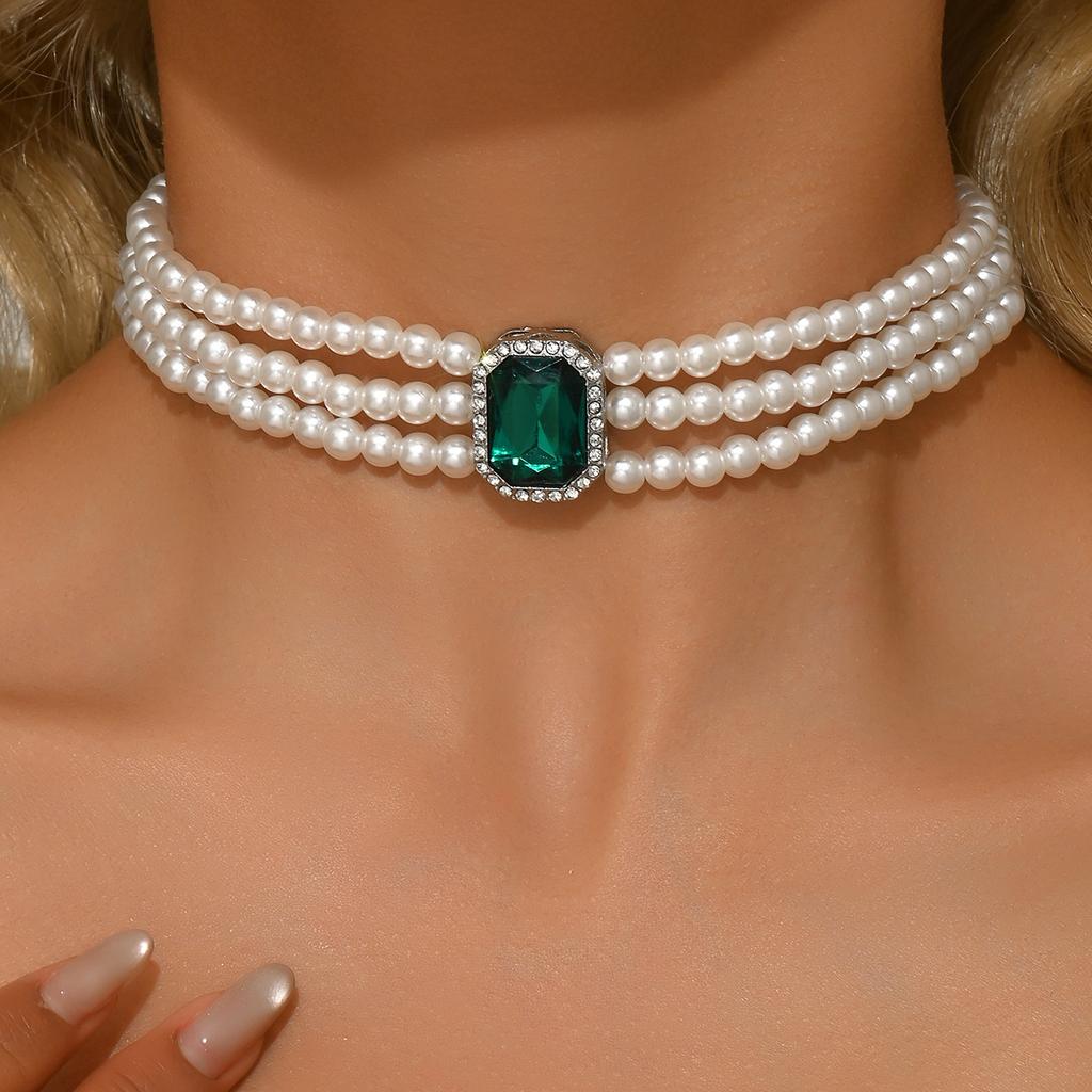 Accessories, French Light Luxury Short Collarbone Chain Imitation Pearl Choker Beaded Neck Retro Necklace