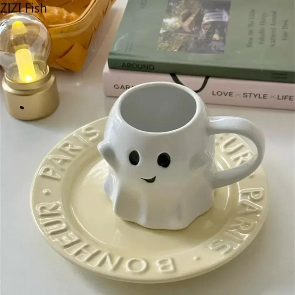 Cute Ceramic Ghost  Mug Large Capacity Coffee Cup Kids Gift Elves Cup  Home Kitchen Drinking