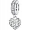 Charms Hanging Heart 925 Bead Pendant With Cubic Zirconia S925