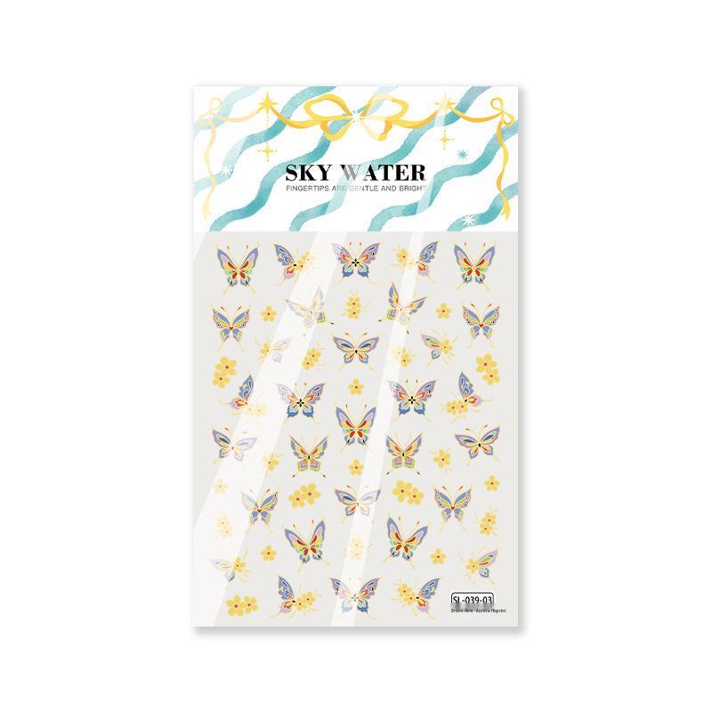 Dunhuang Butterfly Style Embossed Nail Stickers with Adhesive