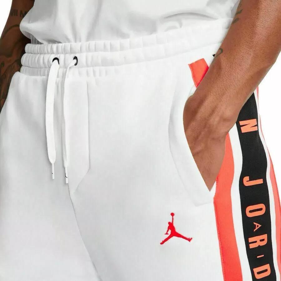 Men's Air Jordan Printing Pattern Loose Fleece Lined Sports Pants/Trousers/Joggers White BQ5664-100