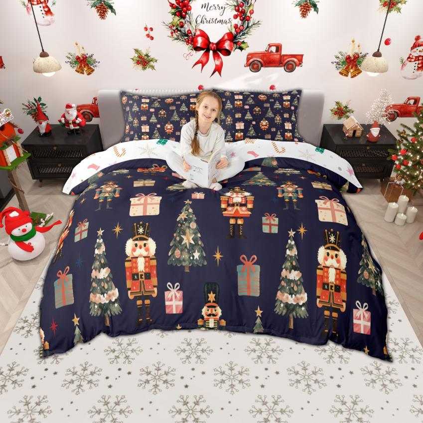 Comforter Homewish Cute Santa Claus For Kids Merry Xmas Christmas Bedding Set Winter Snowflakes Comforter Set
