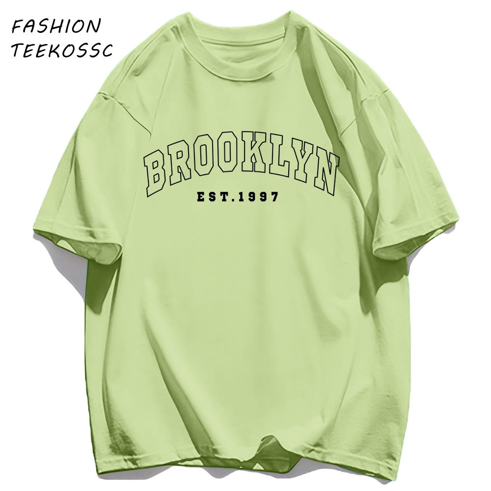 Brooklyn Est 1997 City Usa Printing Men TShirt Summer Casual T Shirts AllMatch Crewneck Tops Oversized Soft Streetwear