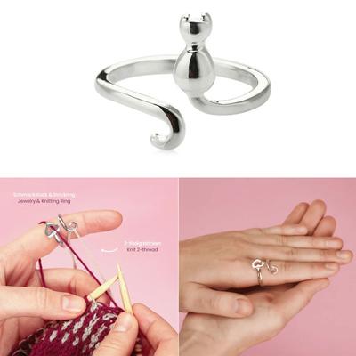 Häkelringe aus Metall Verstellbare Garnspannungsringe Stilvolles Strickschleifen-Fingerzubehör für Strickbegeisterte