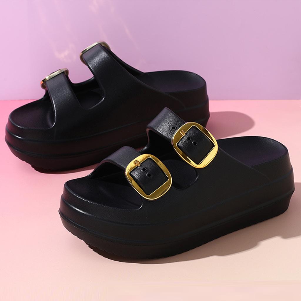 Fashion Women Platform Slippers Indoor Street Summer Shoes Solid Color Thick Sole Anti Slip Female Home Beach Slides Slip On Sandals