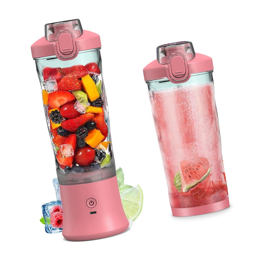 Portable Blender 600ml Personal Size Juicer Cup for Shakes and Smoothies with 6 Blades 150 Watt Waterproof Rechargeable