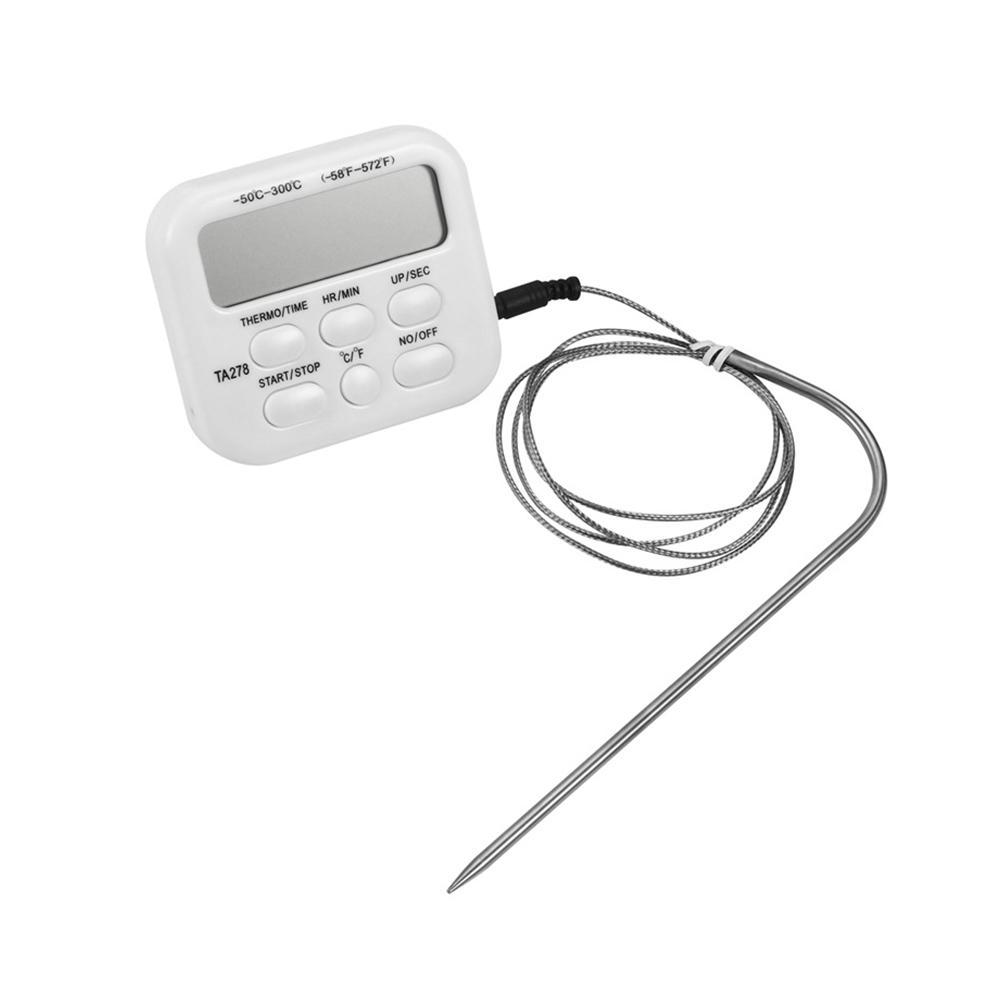 

TA278 Цифровой кухонный термометр из нержавеющей стали, зонд для мяса, барбекю, пищи, программируемая температура, инструменты для приготовления пищи на гриле, сигнализация белый