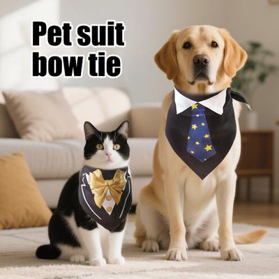 Köpek Smokin Yakası Papyonlu Ayarlanabilir Evcil Hayvan Smokin Bandana Resmi Köpek Düğün Partisi Kıyafeti Doğum Günü Partisi Kostümü Aksesuarı
