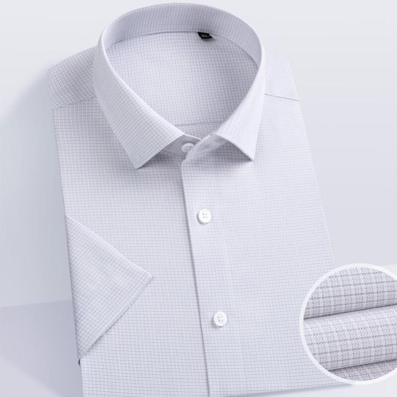 Fengmao Men s 200-Count Silk Blend Non-Iron Short Sleeve Business Shirt 175/96A