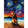 Funny Dogs Starry Night Van Gogh Canvas Painting Abstract Print Dog German Shepherd Bulldog Posters Wall Art Picture Home Decor