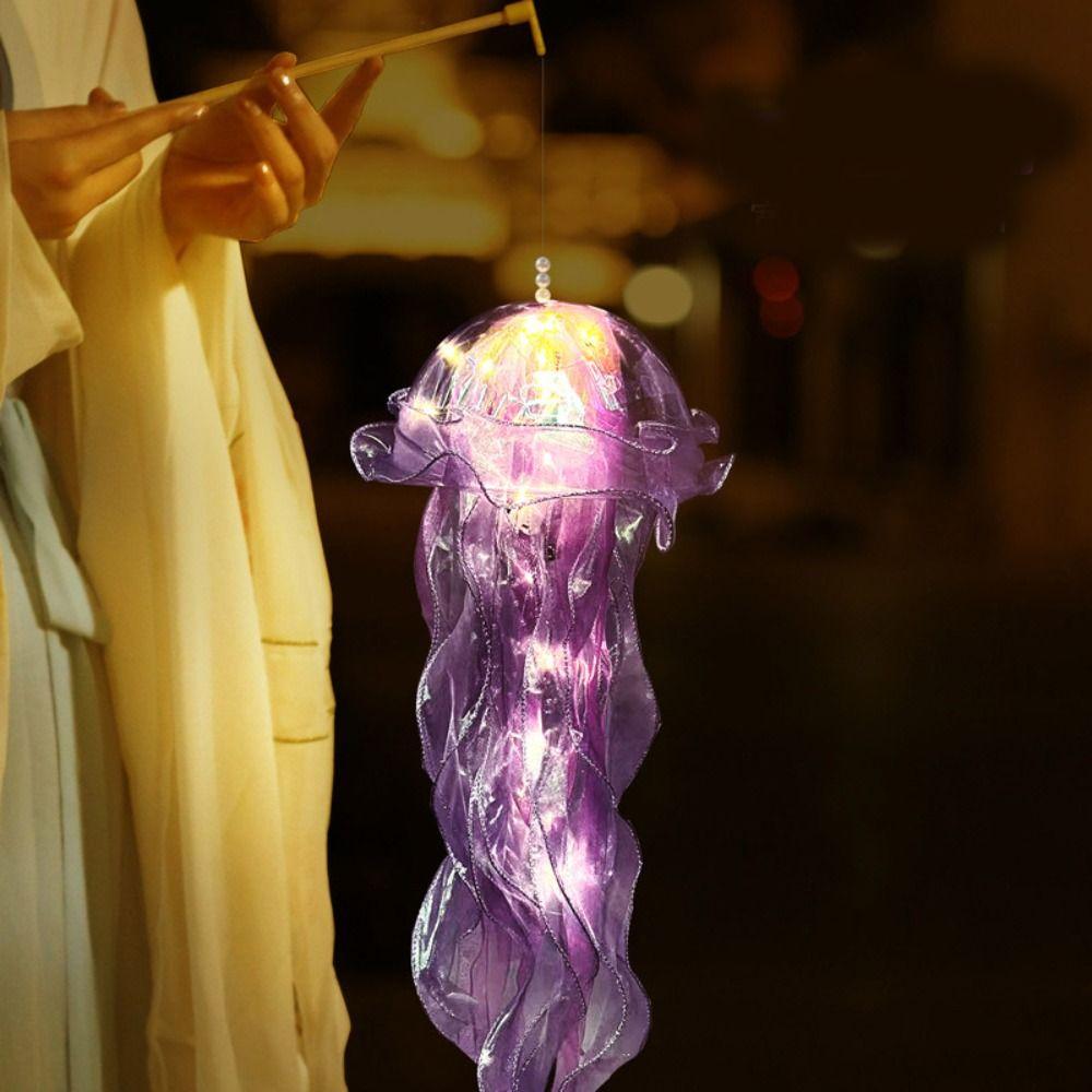 

Luminous Jellyfish Lamp Funny Ocean Animals Ancient Colorful Jellyfish Lantern Mid Autumn Festival Purple-No rabbit
