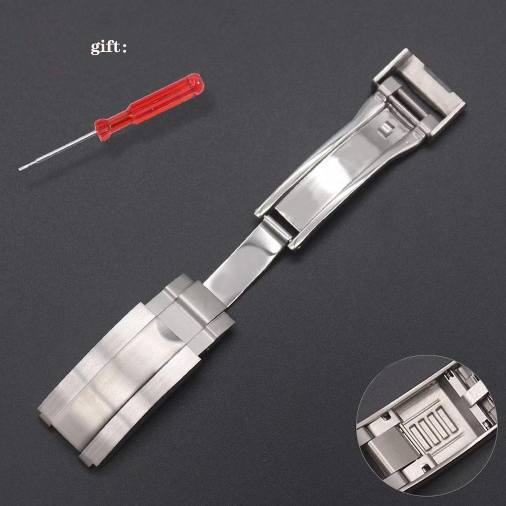 904L Stainless Steel Buckle for Rolex Rubber Watch Strap Clasp for Daytona Double Convex Adjusted Folding Buckle 9mm
