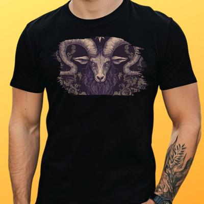 T-Shirt Men Baphomet Motif Cotton Size XS To 5XL