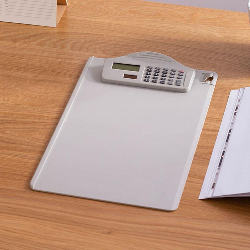 Plastic Clipboard Strong with Solar Charging Calculator Pen Holder Hangable A4 Clip Board for Business Meeting чёрный