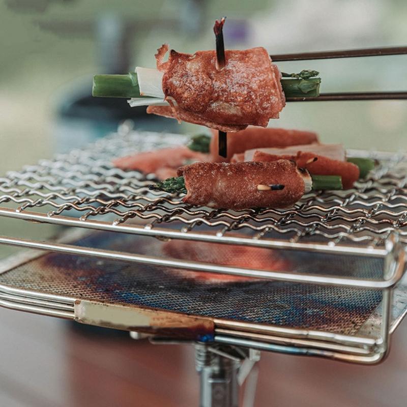 Stainless Steel Baking Cooling Rack Foldable Toast Grill Camping Cooking Tool