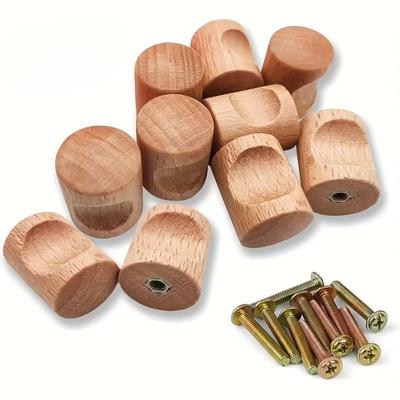 Wooden Cabinet Knob Set with Screws Cylindrical Shape Smooth Surface for Kitchen Bathroom Cabinets Cabinet Door Pull and Handle