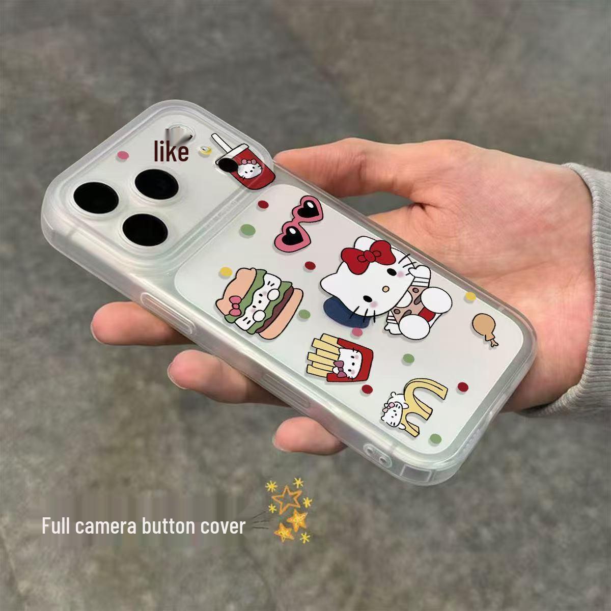 

Hello Kitty Cute Burger Camera Button Matte Phone Case for Apple 11-17. Apple 11