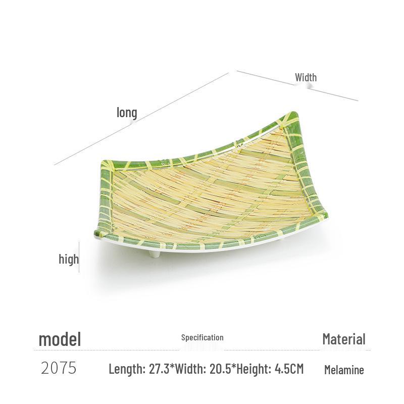 Kreative Melamin-Platte im Bambus-Web-Stil für Hot Pot, Grill und Dessert-Servieren