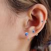 Simple S925 Sterling Silver Blue Zircon Fashionable Screw Bead Earrings for Women Korean Mini Temperament Ear Accessories