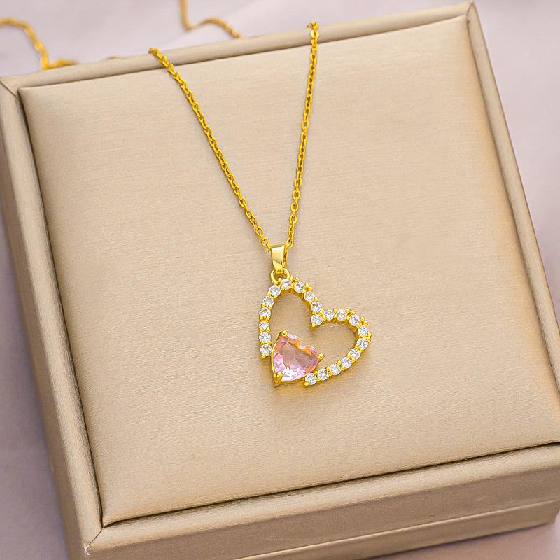 Exquisite Micro-Inlaid Full Diamond Real Gold Titanium Steel Necklace - Women's Luxury Clavicle Chain