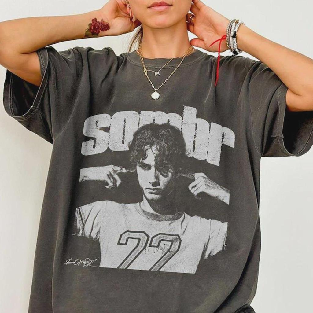 Vintage Sombr tričko Comfort Colors, Dárek pro ženy a muže Unisex tričko, Hudební merch ze Sombr světového turné, Hudební oblečení ve stylu 90s Bootleg