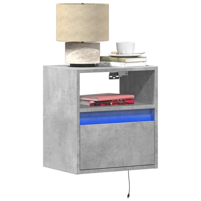 Table de chevet murale - Maison Exclusive - 2 pcs - Gris béton - Lumières LED ajustables