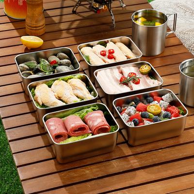 Edelstahl Lebensmittel Container Versiegelt Gemüsefach Lagerung Lunch Box Schüsseln Mit/Deckel