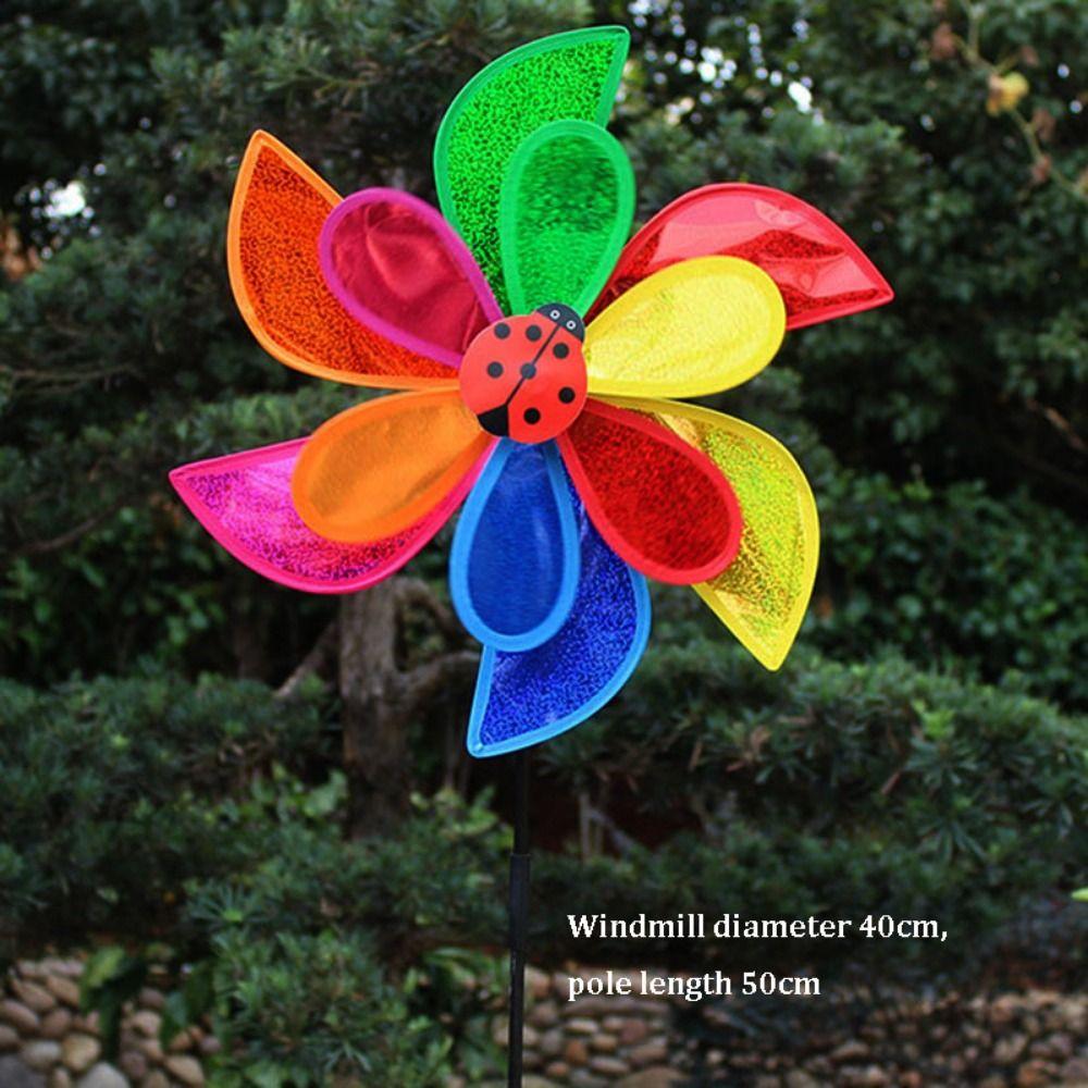 PVC Glitter Rotating Sunflower Stake Standing Lawn Flower Pinwheel Outdoor Party Picnic Decor