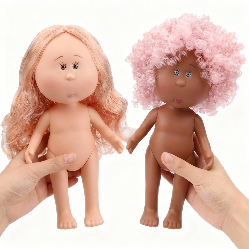 Girls Toy Curly Hair 24Cm Bean Eye Vinyl Doll Dress Up Dark Skin Mia Potato Dolls Movable 24Cm Action Figure Body Children Gift