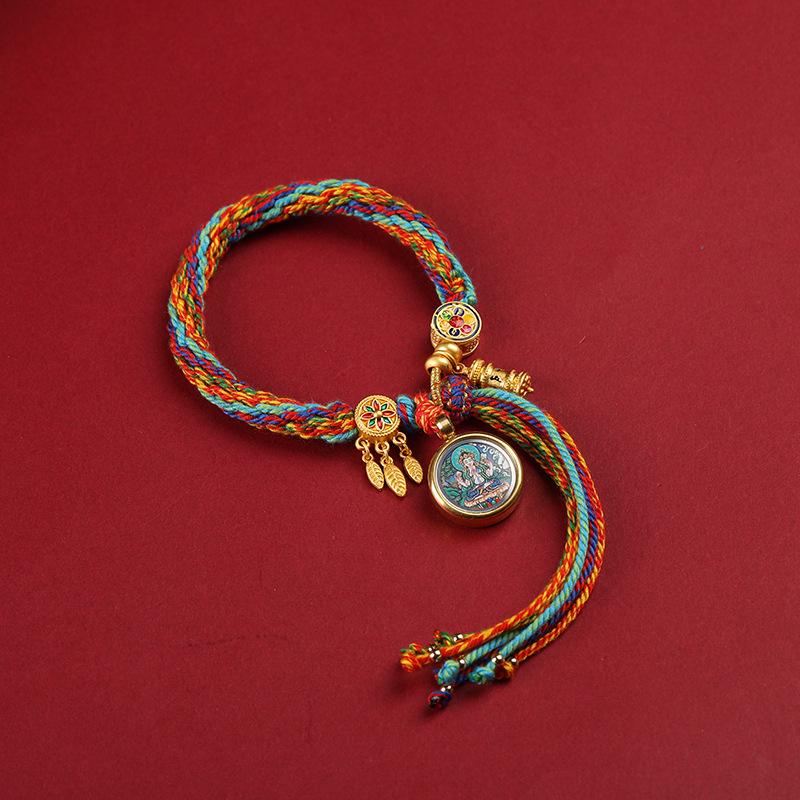 Tibetan Zodiac Guardian Bracelet: Handmade Woven Buddha Hand Rope for Women