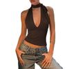 Dámské novinky zima 2025: Sexy Crop Top s hlubokým výstřihem na zádech, úzký, se šněrováním