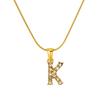 European & American Stainless Steel Diamond Alphabet Pendant Clavicle Chain Necklace for Women