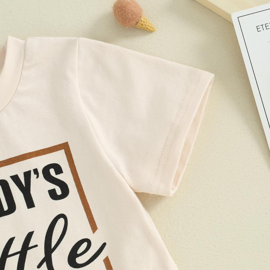 Toddler Boys Summer Outfits Letter Print Short Sleeve T-Shirts Tops Elastic Waist Shorts 2Pcs Clothes Set