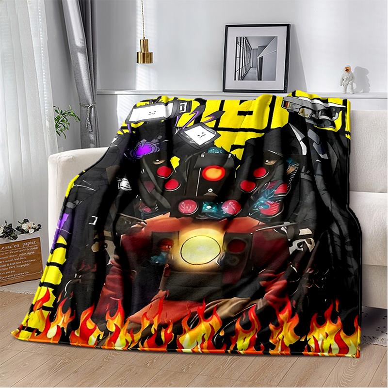 3D Skibidi Toilet Speakerman Cameraman TVman Flannel Blanket,Soft Throw Blanket for Home Bedroom Bed Sofa Travel Cover Kid Gift